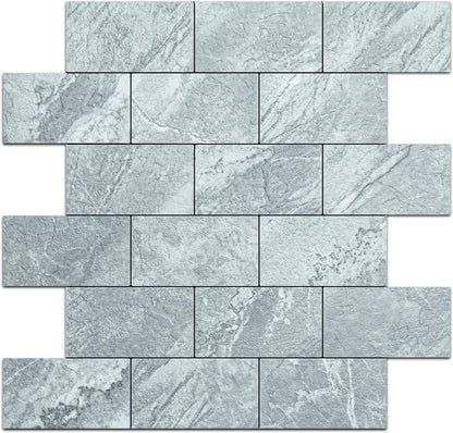 DICOFUN 10-Sheet Polished White Thick PVC Peel and Stick Backsplash, Ceramic Look Subway Tile White Kitchen Backsplash Peel and Stick Wall Tiles