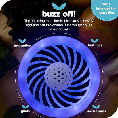 The Original Katchy Indoor Insect Trap - Fan Powered with UV Light - Fruit Fly Traps for Indoors - for Fruit Flies, Gnats, Mosquitoes, Moths (Black)