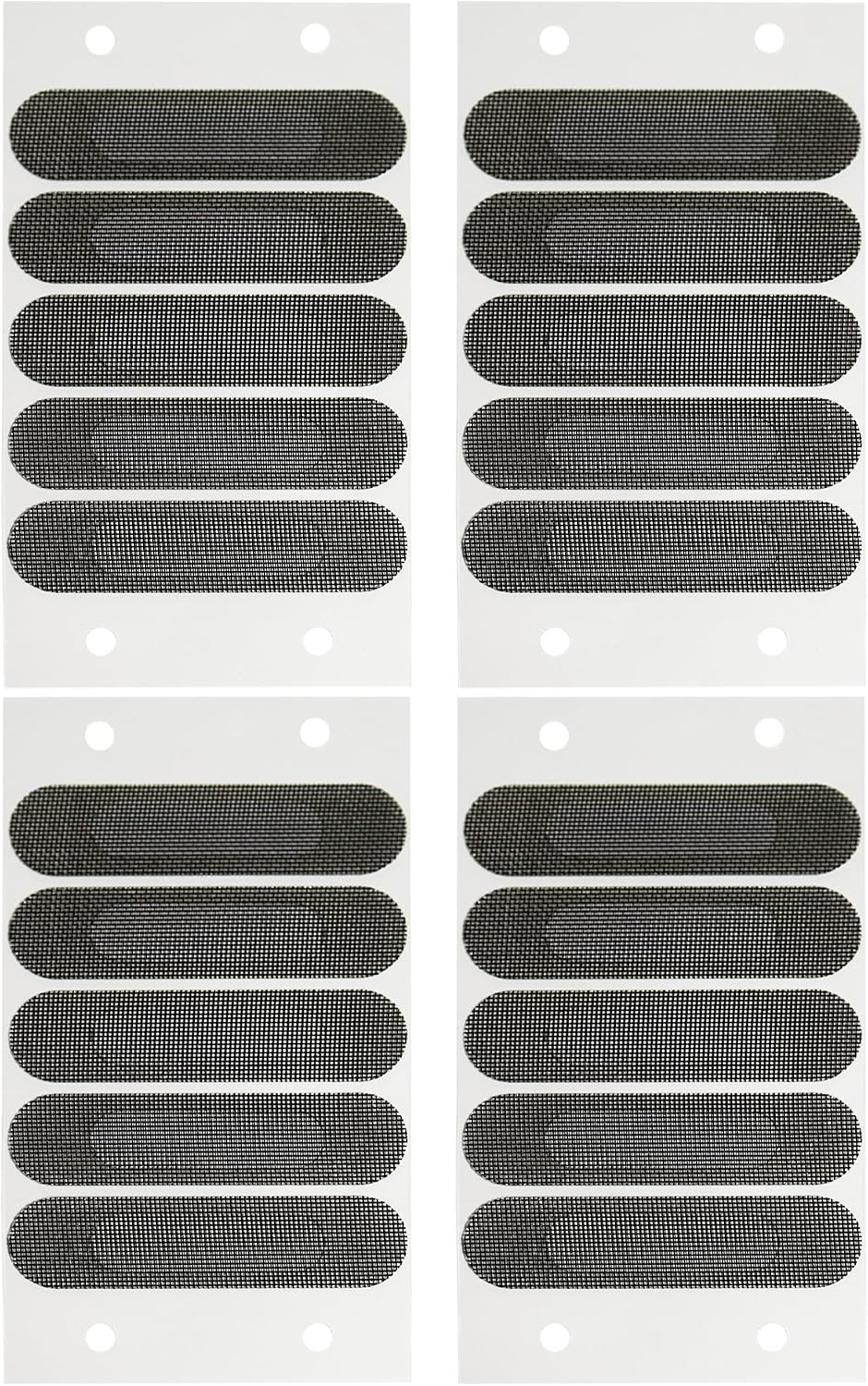 Window Weep Hole Covers, 20 Pack Screen Patch Repair Kit, Black Polyester Fine Mesh with Strong Adhesive for Sliding Windows & Doors, Water Drainage, Keeps Out Debris (2.6" x 0.63")