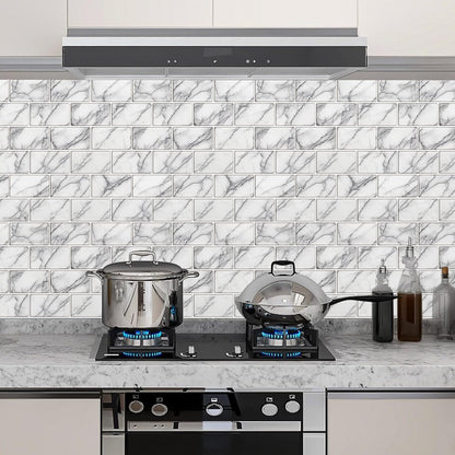 URCOLOR 10-Sheet Stick on Backsplash for Kitchen,12"x12" Peel and Stick Self Adhesive Wall Tiles Back Splashes for Bathroom Brown Marble Look