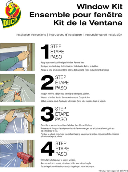 Duck MAX Strength Heavy Duty Insulating Film Window Kit, 3-Window, 62-Inch x 126-Inch, Indoor, 284351