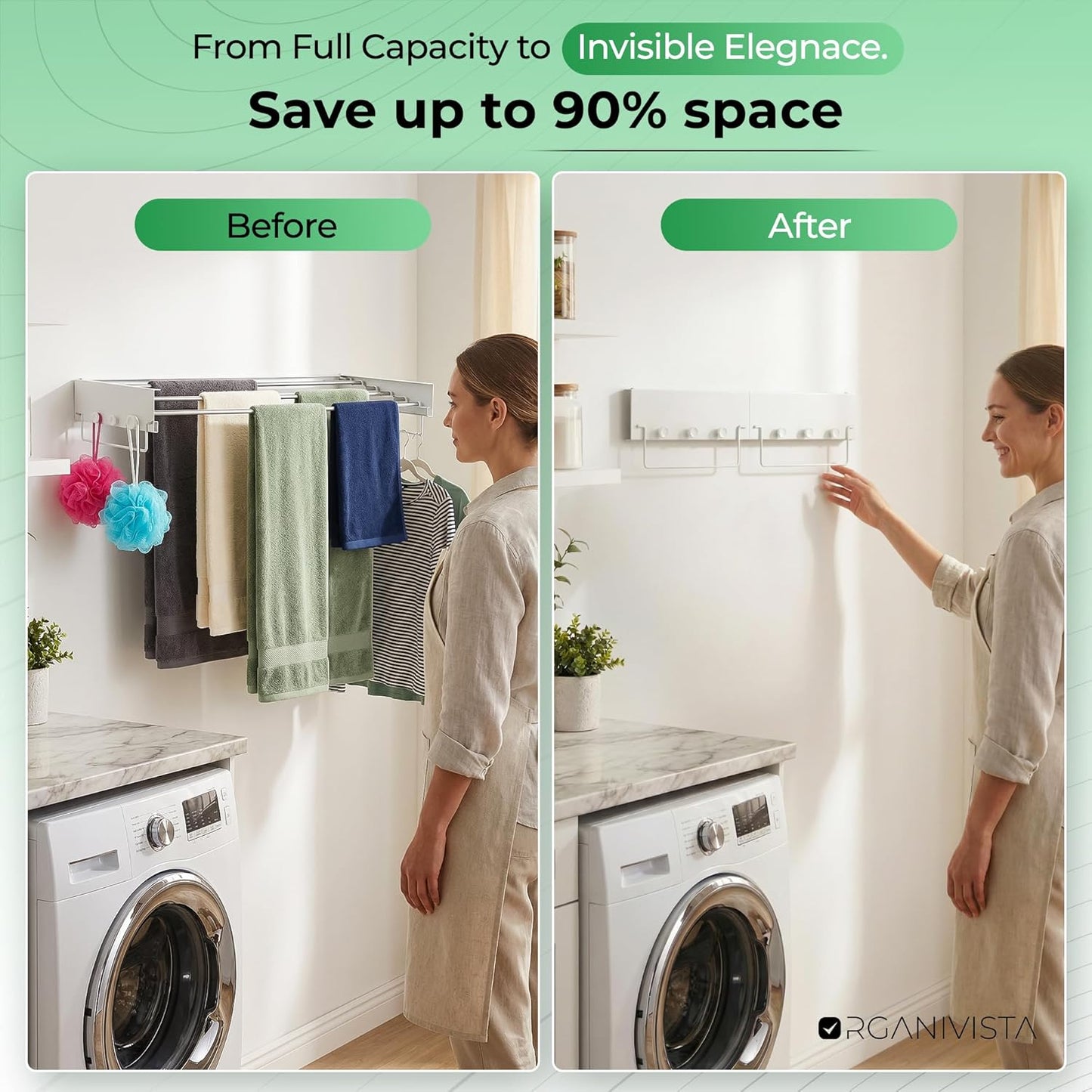 Wall Mount Clothes Drying Rack 28", Heavy Duty Foldable Design, Space Saving Laundry Solution For Small Spaces, Apartments & Homes, Wall Mounted Drying Racks For Laundry, Clothing Rack Wall Mount