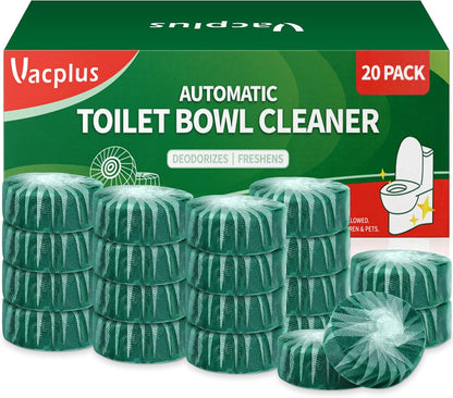Vacplus Toilet Bowl Cleaners - 20 Pack Long-Lasting Toilet Cleaner Tablets, Prevent Stains & Deodorize, Blue