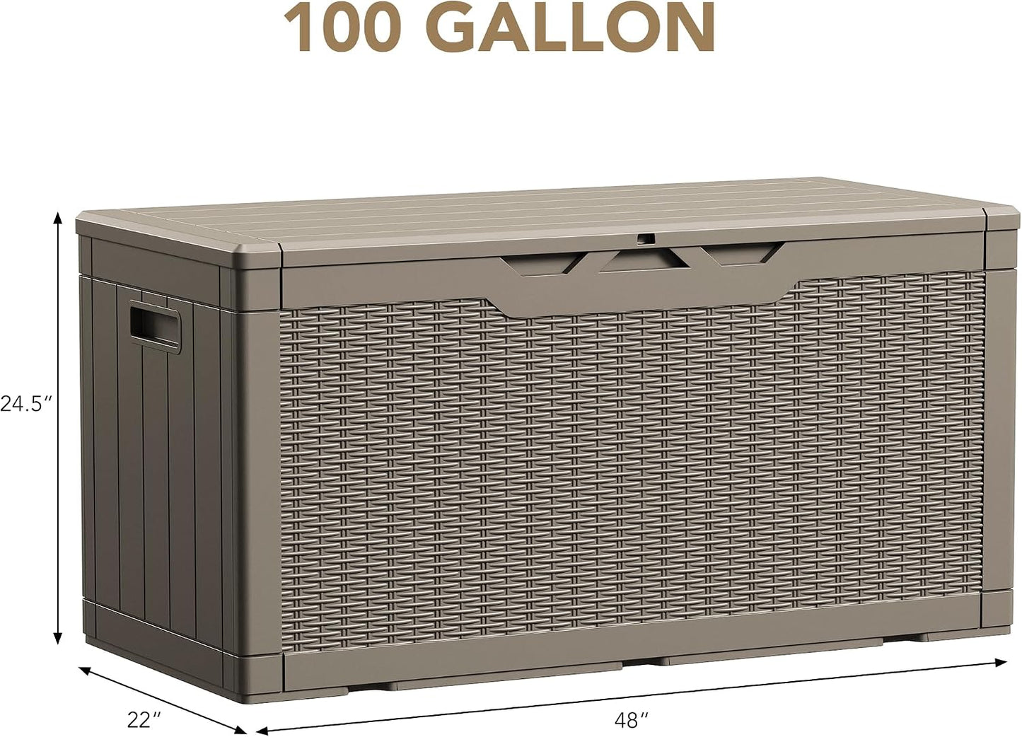 Devoko 100 Gallon Waterproof Large Resin Deck Box Indoor Outdoor Lockable Storage Container for Patio Furniture Cushions Garden Tools (100 Gallon, Black)