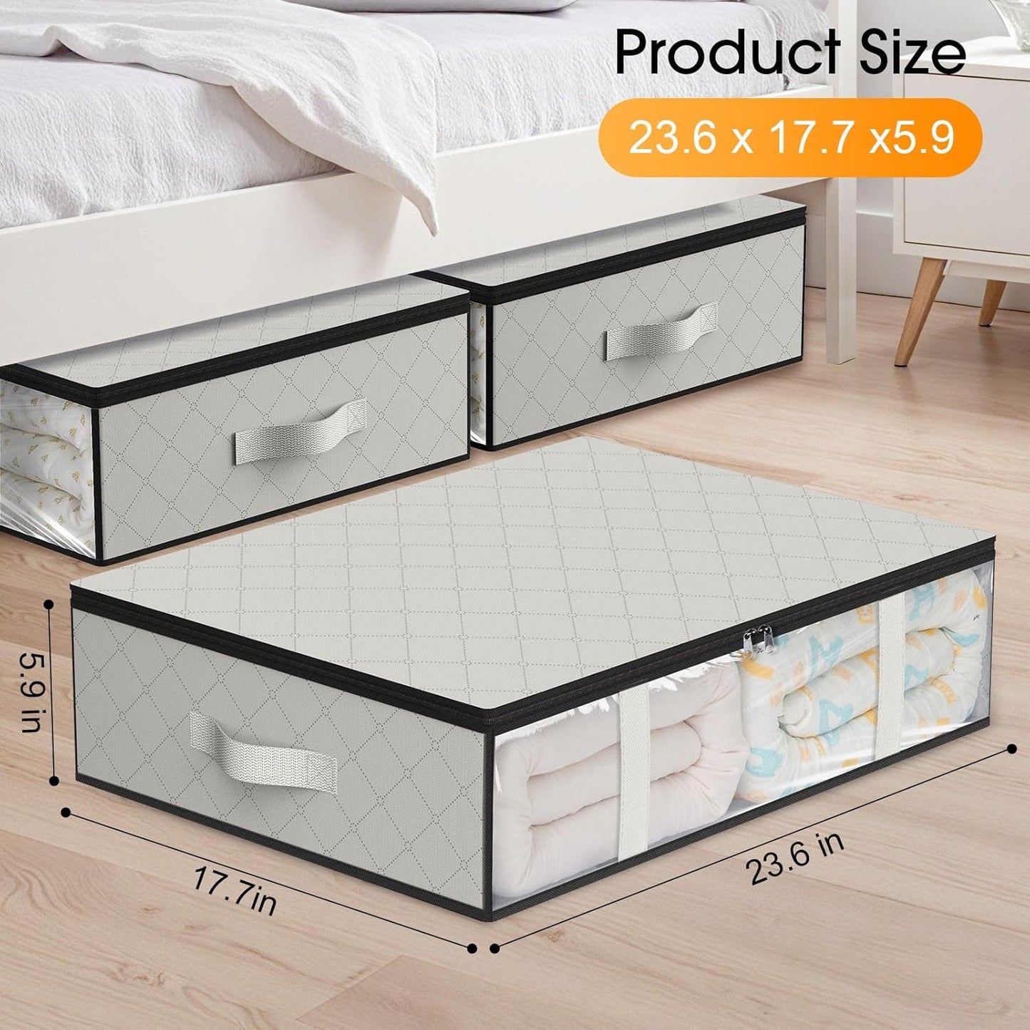 StorageRight Under Bed Storage Bags 3 Pack, 40L Large Clothes & Comforter Storage Containers with Clear Window, Breathable Fabric Organizer for Blankets, Bedding, Seasonal Clothing