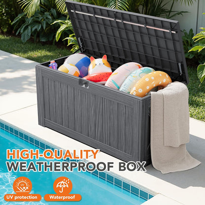 32 Gallon Deck Box Outdoor Indoor Waterproof Storage Box for Patio Furniture, Pool Accessories, Garden Tools, and Cushion Storage, Black