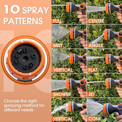Garden Hose Nozzle,Hose Spray Nozzle with Adjustable 10 Watering Patterns,Slip Resistant High Pressure Water Hose Nozzle Sprayer for Plants & Lawns Watering,Car Washing and Pet Showering