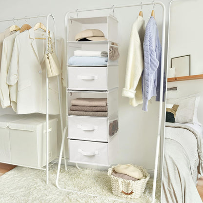 GRANNY SAYS Hanging Closet Organizer 6 Shelves, Closet Organizers and Storage with 5 Drawers, 6 Side Pockets Closet Hanging Organizer, Hanging Storage Organizer for Closet, Baby Clothes, Gray