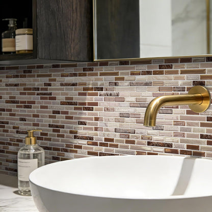 URCOLOR 10-Sheet Peel and Stick Backsplash Tile for Kitchen - 12”×12” Stick on Wall Tile for Bathroom, Black White Grey