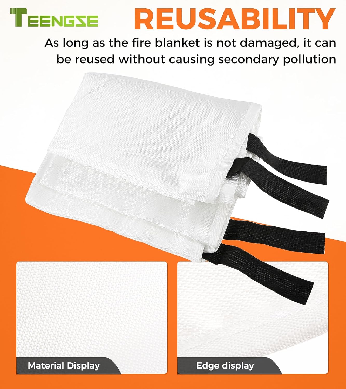 2PCS Fiberglass Fire Blankets, 40” x 40” Fire Escape Emergency Fireproof Blanket for Home, Kitchen, Camping, Barbecue, Car, School, Safety Evacuation