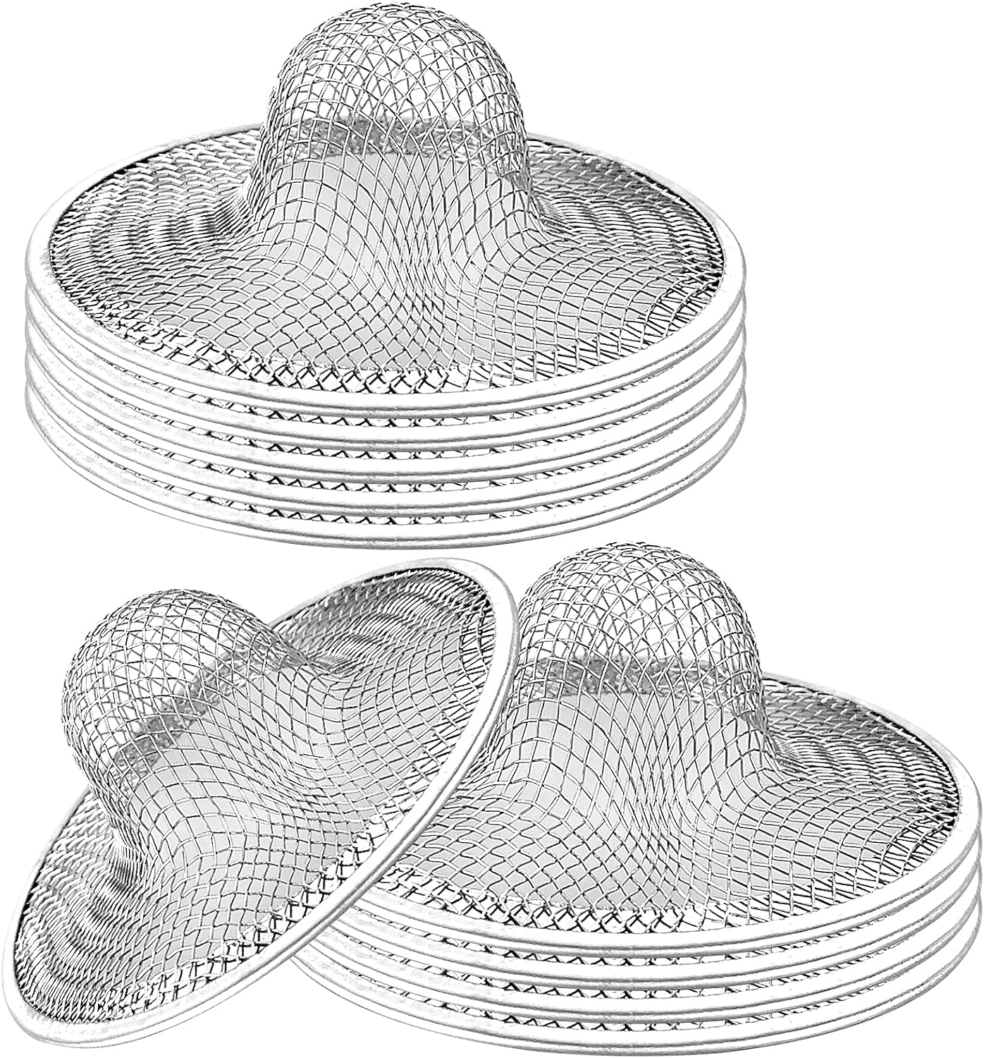 10pcs Mesh Sink Strainer, 4.5" Diameter Stainless Steel Slop Basket Filter Trap, Metal Kitchen Drain Strainer, Hair Basket Drain - Fits Most Kitchen Sinks, Bathroom Sinks,Shower Drains,Floor Drain