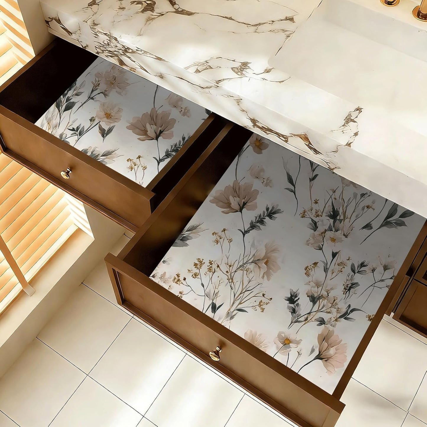 Peel and Stick Wallpaper, Soft Wildflower Botanical Contact Paper, PVC Vinyl Removable Wall Covering, Waterproof Easy-Clean, No Residue Renter Friendly, Neutral Decor, 39.4x17.3 in (Flowers2)