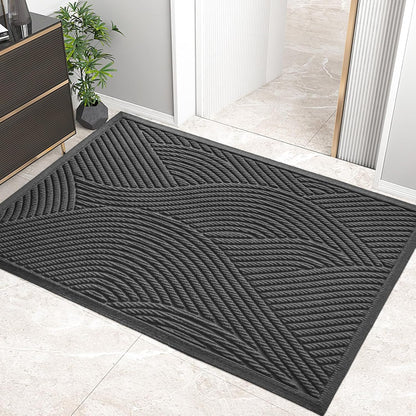 HIYARD Sturdy Front Door Mat, Absorbent Muddy Dirt Resist Welcome Door Mats Outdoor Indoor, Stain and Fade Resistant, Non-Slip Backing Entry Mat Low Profile Doormat for Entryway, 29×17, Beige