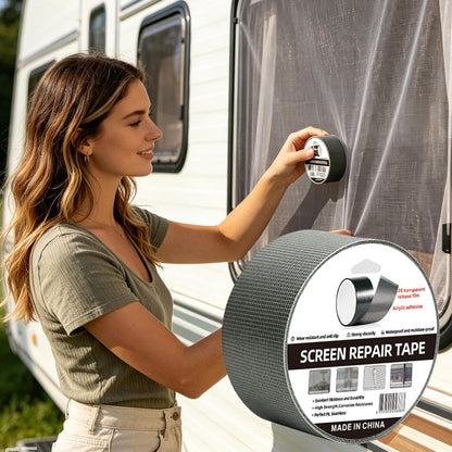 Window Mesh Screen Repair | Self-Adhesive Flexible Patch Tape | Window Screen Replacement Kit | for Patio Porch RV Balcony Tent Camper Apartment