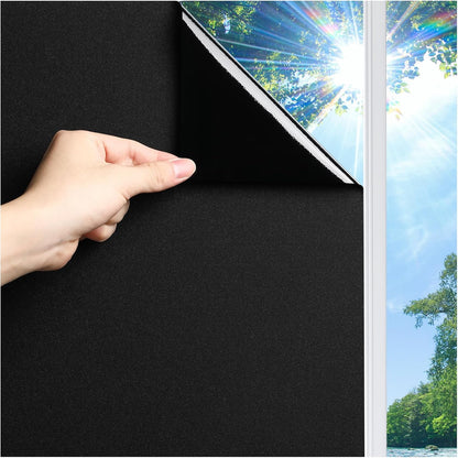LUTE Window Privacy Film, Frosted Glass Window Film for Bathroom, Static Cling Removable Heat Control Glass Coverings, Non Adhesive Opaque Door Sticker for Home Office (Pure, 17.5" x 78.7")