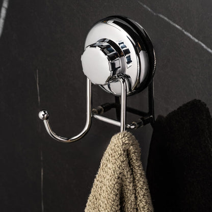 HASKO accessories - Suction Cup Hooks for Shower - Towel Hooks for Bathroom Wall Mounted Shower - Bathroom Hooks for Hanging - Stainless Steel SS304 Towel Holders, Black (2 Pack)