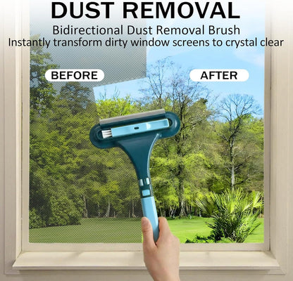 Window Screen Cleaning Brush, 2 in 1 Window Screen Cleaner Tool with Squeegee, Multi-Purpose Cleaning Brush for Patio, Door, Porch Screens