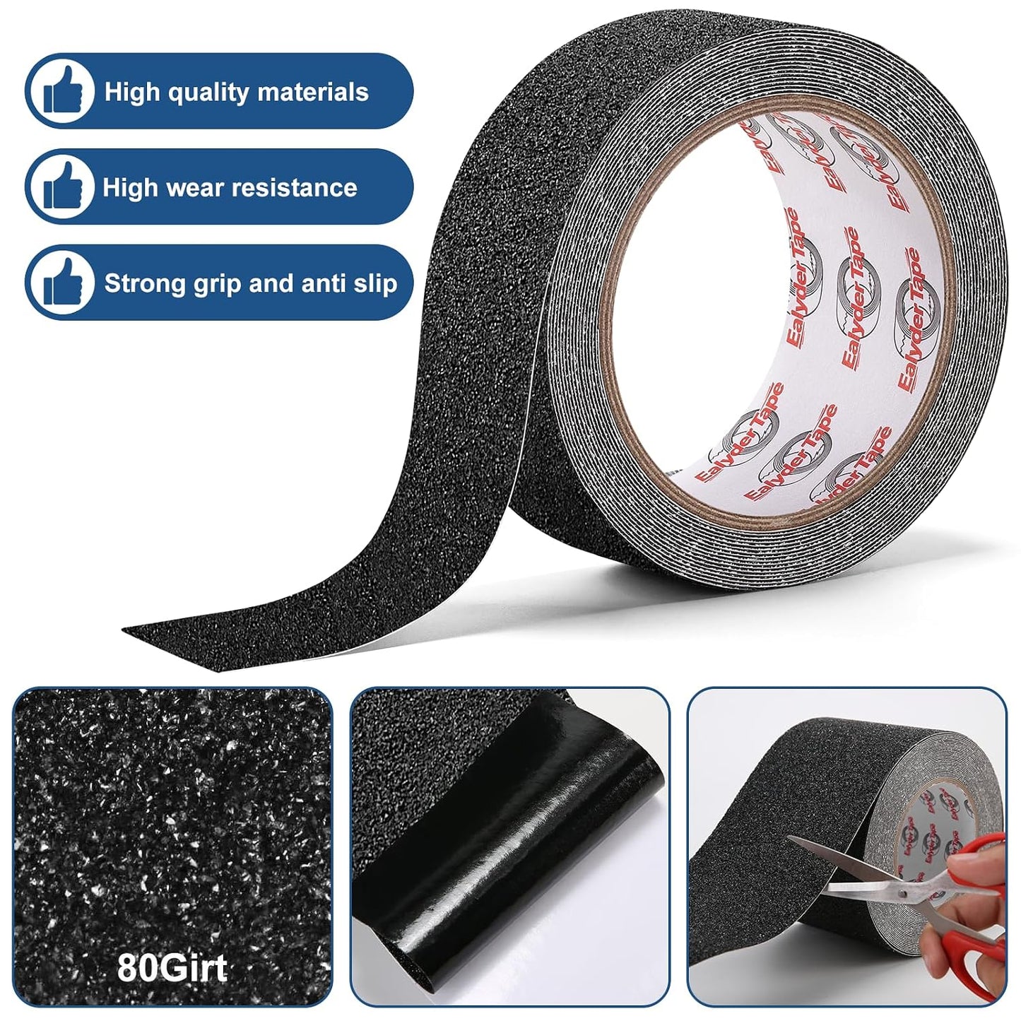 Anti Slip Tape 2 Inch x 16.5 Ft, Non Slip Waterproof Safety Grip Adhesive Traction Tape for Steps, Stair Treads and Ramps, Indoor & Outdoor Use