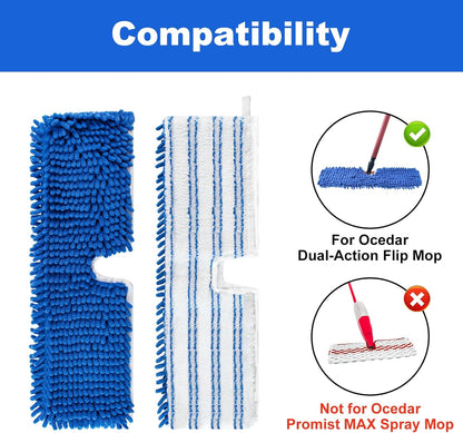 Mop Heads Replacements for O-Cedar Hardwood Floor 'N More Microfiber Flip Mop, 2 Pack Dust Mop Replacement Heads for Ocedar Flip Mop, Reusable Refill Double-Sided Mop Head for O Cedar Mop
