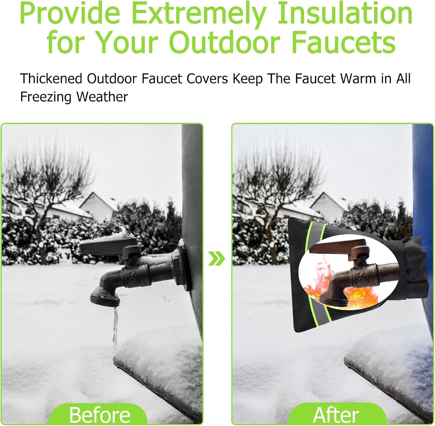 Outdoor Faucet Cover, Thicken Outdoor Faucet Covers for Winter Freeze Protection 5.9" W x 7.1" H Orange Reflective Strip, Outside Faucet Socks Reusable Waterproof Insulated Wrap Spigot Cover, 4 Pack