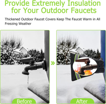 Outdoor Faucet Cover, Thicken Outdoor Faucet Covers for Winter Freeze Protection 5.9" W x 7.1" H Orange Reflective Strip, Outside Faucet Socks Reusable Waterproof Insulated Wrap Spigot Cover, 4 Pack