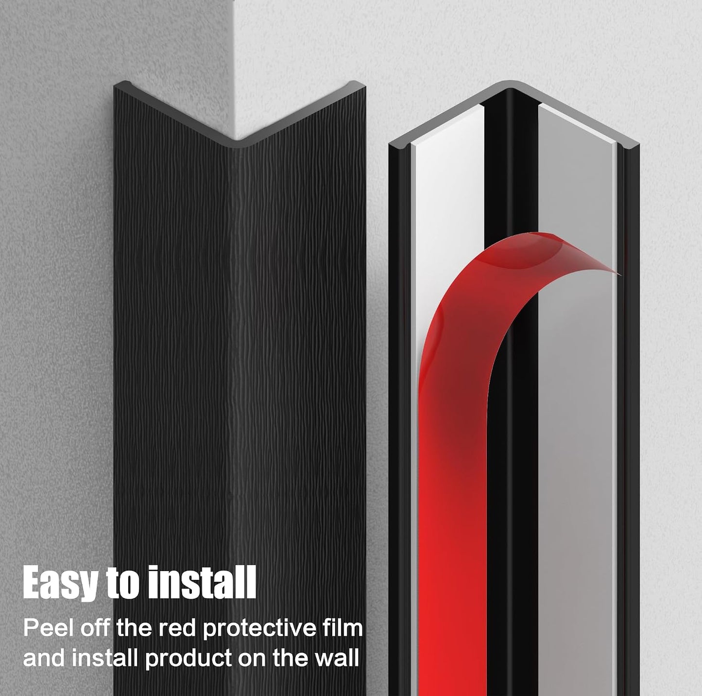 Wall Corner Protector, Walls Edge Protector，Self-Adhesive Wall Corner Guards,PVC Double Side Edge Protector， Furniture Stairs Guard (Gray 2PCS 90cm/35.4in)