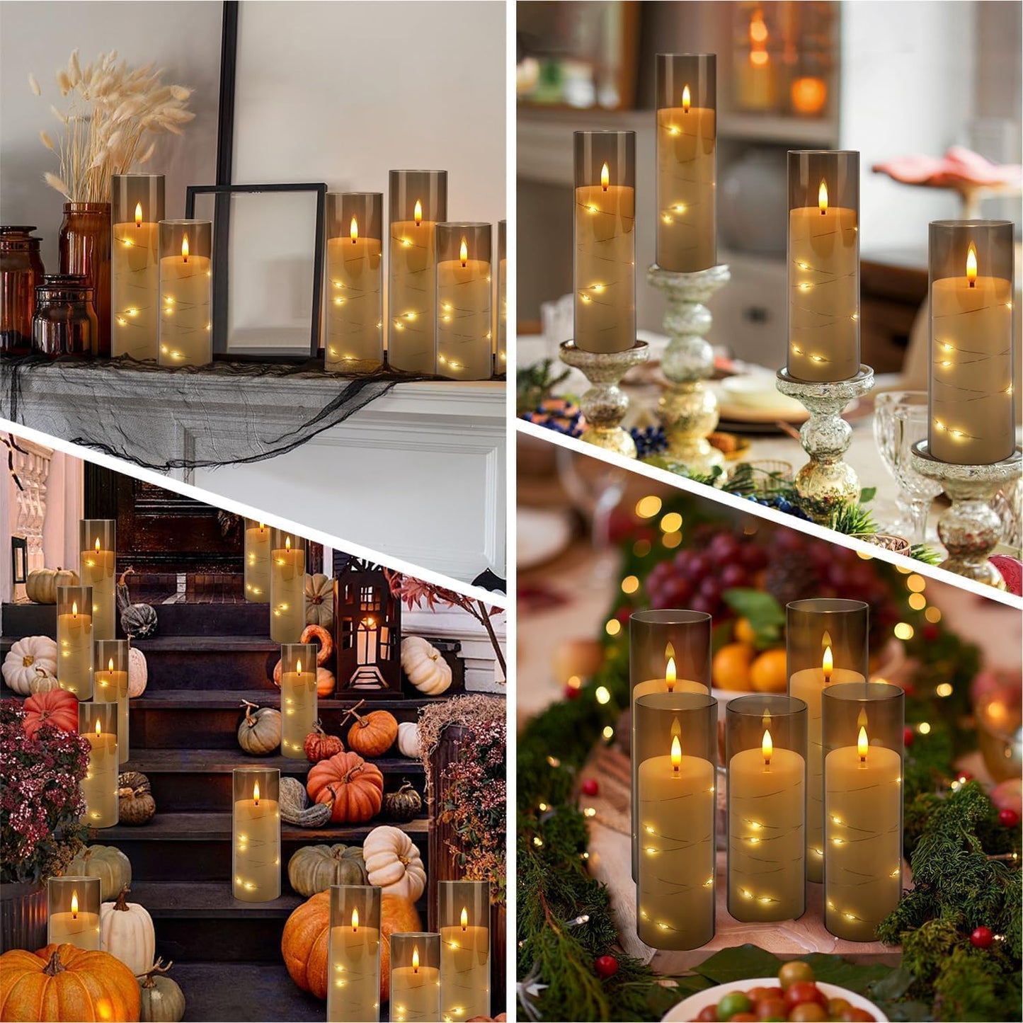 YOROXRG Set of 24 Waterproof Outdoor Flameless Candles, LED Candles with 4 Remote and Timer,(H 4" 5" 6" x D 2.2"),for Christmas,Halloween,Wedding,Festival