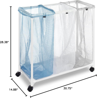 Whitmor Triple Laundry Sorter with Wheels