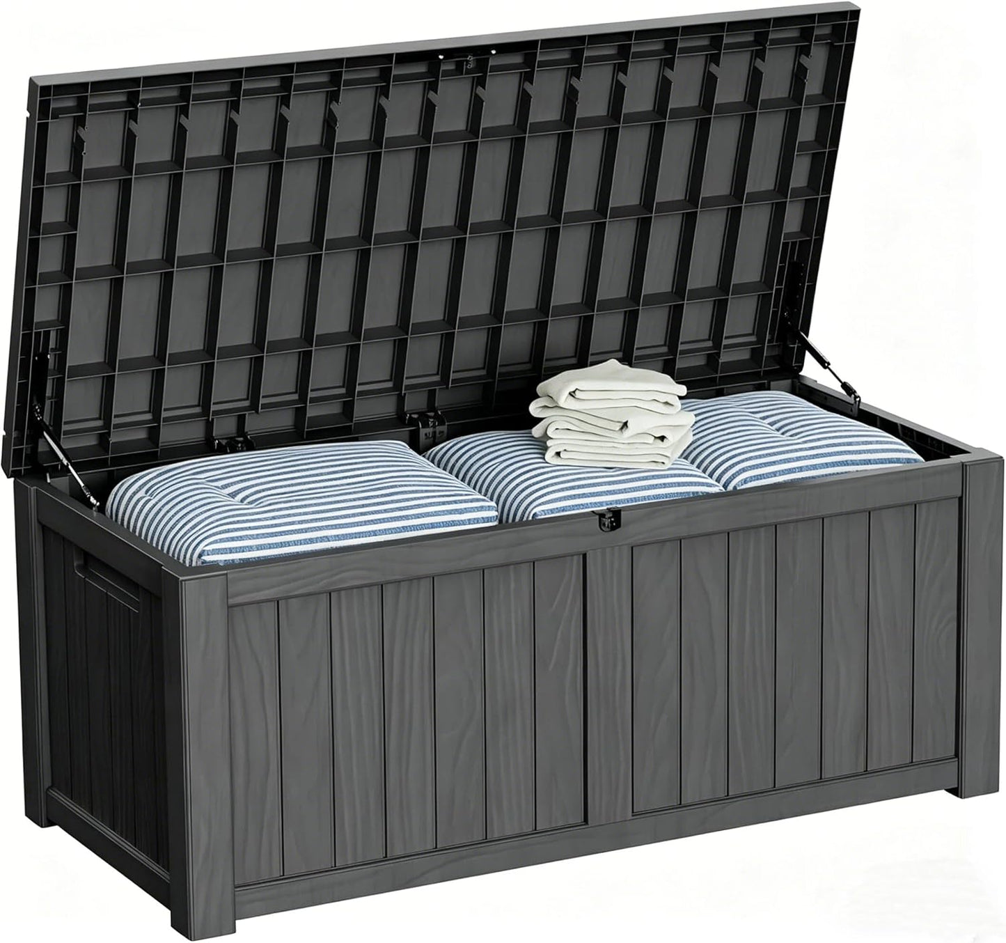 Outdoor Storage Box 325GAL Waterproof Resin Deck Box,Pool Accessories Supplies，UV-Resistant Lockable Package Delivery Bin for Garden Tools,Large Patio Outside Cushions,Chest,Furniture,Black