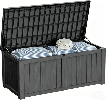 Outdoor Storage Box 325GAL Waterproof Resin Deck Box,Pool Accessories Supplies，UV-Resistant Lockable Package Delivery Bin for Garden Tools,Large Patio Outside Cushions,Chest,Furniture,Black