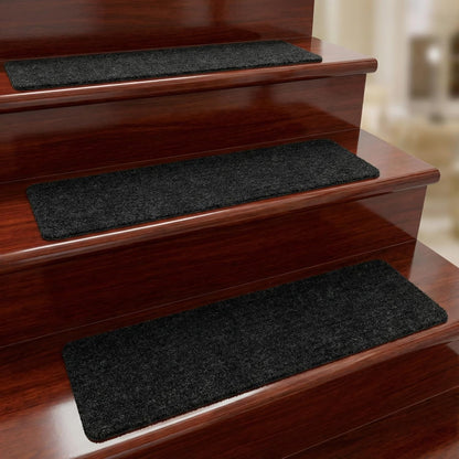 DECHOUS 2Pcs Non-Slip Stair Treads Carpet for Wooden Steps Indoor Self Adhesive Black Stair Runner Carpet Treads 8" x 30" Step Grips for Kids Elders Pets