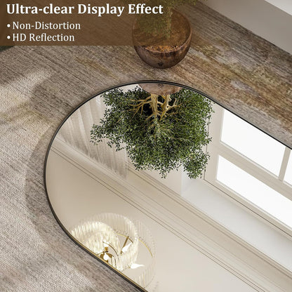 HARRITPURE 64"x21" Arched Full Length Mirror Free Standing Leaning Hanging Mounted Mirror Aluminum Frame Modern Simple Home Decor for Living Room Bedroom Cloakroom, Gold