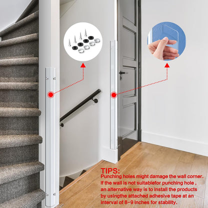 Wall Corner Protector, Walls Edge Protector，Self-Adhesive Wall Corner Guards,PVC Double Side Edge Protector， Furniture Stairs Guard (Gray 2PCS 90cm/35.4in)