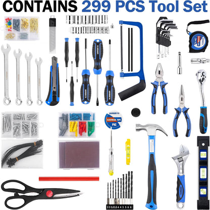 URASISTO 366 Piece Home Repair Tool Kit, Auto Repair Tool Set, General Home Toolbox Storage Case with Drawer, General Household Tool Kit