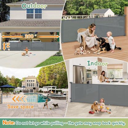 200'' Retractable Baby Gates Extra Wide,34" Tall Retractable Dog Gate for Doorways,Extra Long Retractable Baby Gate for Stairs,Kitchen,Indoor/Outdoor Retractable Gate with Fiberglass Reinforcement Rod