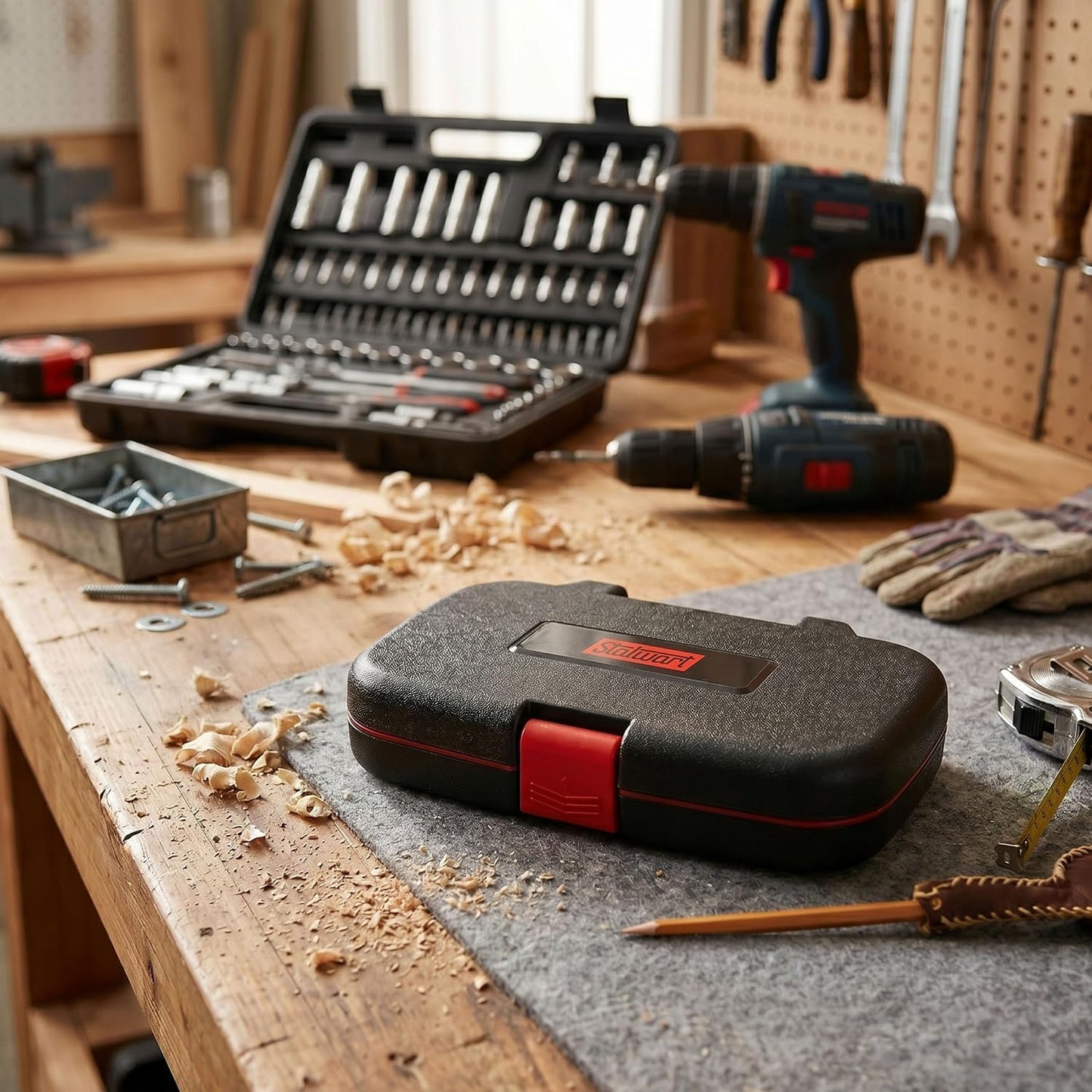 Tool Kit - 102 Heat-Treated Pieces with Carrying Case - Essential Steel Hand Tool and Basic Repair Set for Apartments, Dorm, Homeowners by Stalwart