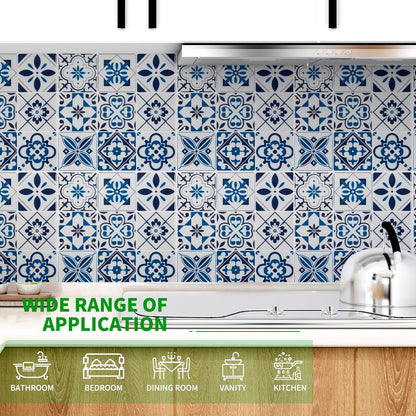 LONGKING Peel and Stick Backsplash Tile Stickers, Colorful Talavera Mexican Tile, Stick on Wall Tiles (10 Sheets)
