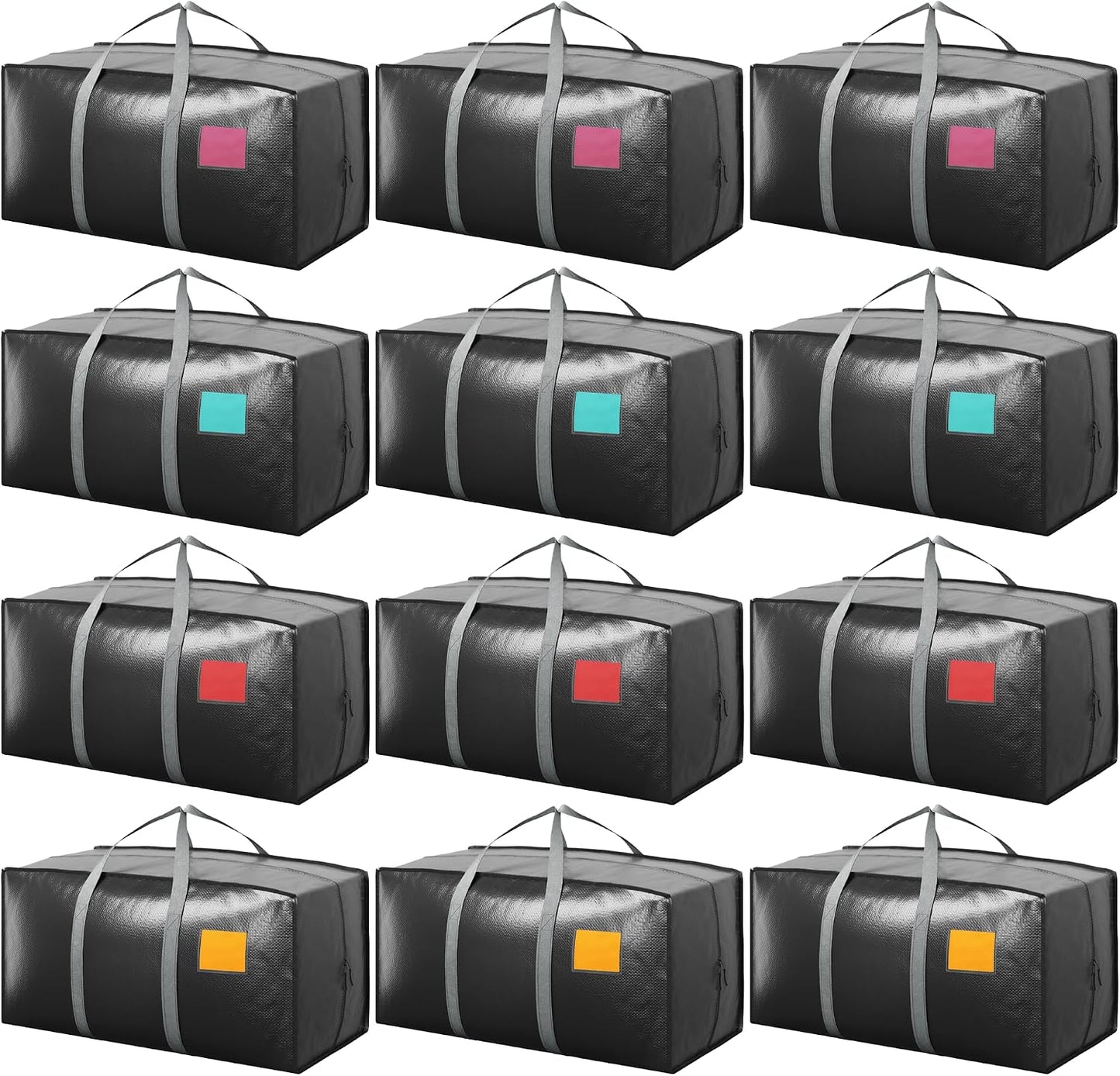 6 Pack Moving Bags Heavy Duty 210GSM with Full-Open Side Zipper, 93L 220lbs Waterproof Foldable Storage Totes for College Dorm Move-In, Moving Boxes Alternative & Home Organization, Blue