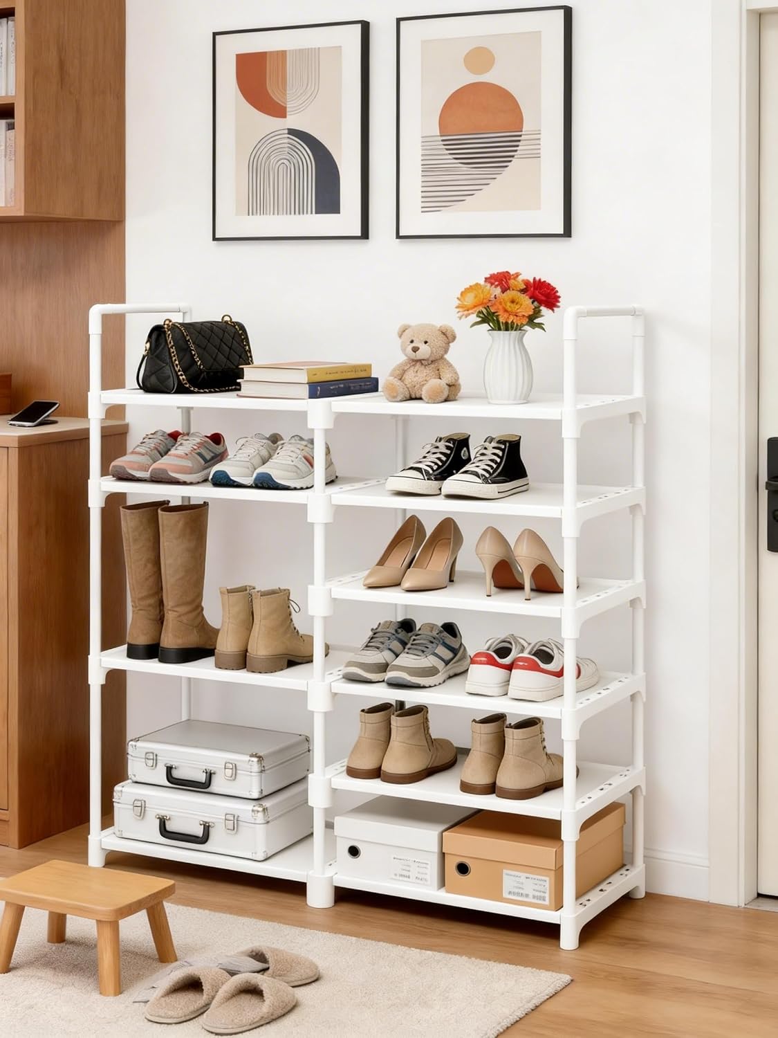 6-Tier Shoe Rack Large Capacity,Durable Shoe Organizer Storage for 20-26 Pairs of Shoes and Boots,Heavy Duty Free Standing Shoe Stand for Closet,Entryway and Garage (Black)