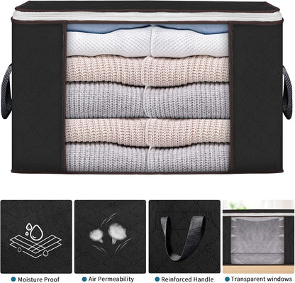 90L Large Storage Bags, 6 Pack Clothes Storage Bins Foldable Closet Organizers Storage Containers with Reinforced Handle for Clothing, Blanket, Comforters, Bed Sheets, Pillows and Toys (Gray)