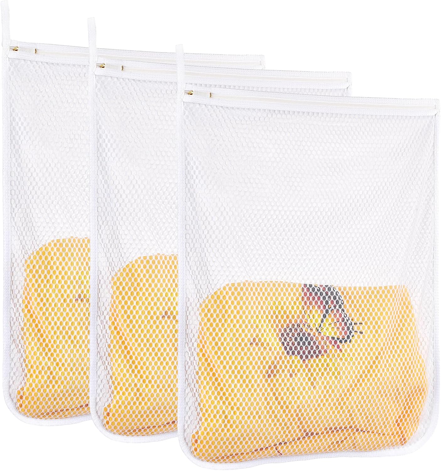 3 pcs Durable Honeycomb Mesh Laundry Bags for Delicates 12" x 15" (3 Medium)