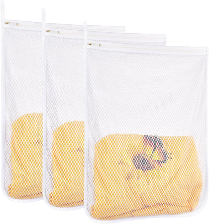 3 pcs Durable Honeycomb Mesh Laundry Bags for Delicates 12" x 15" (3 Medium)