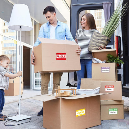 320 Count Home Moving Labels- 3 x 2 inches, Removable Packing Box Stickers, 8 Designs Waterproof Color Coded Moving Stickers with Fragile and Blank Labels