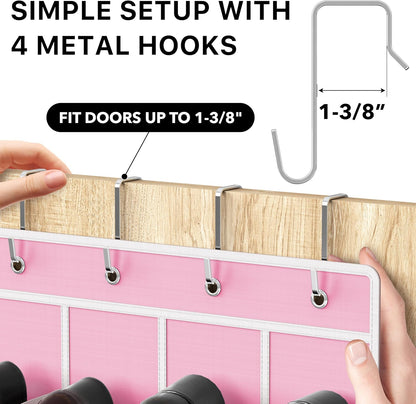 Simple Houseware 24 Pockets - Crystal Clear Over The Door Hanging Shoe Organizer, Gray (64'' x 19'')