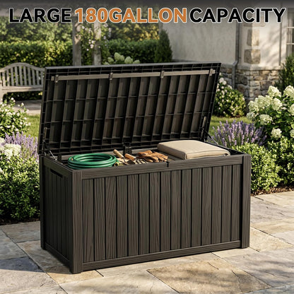 60 Gallon Outdoor Waterproof Storage Box, UV Resistant Resin Deck Box with Built-in Handle, Outdoor Storage Container for Patio Furniture, Garden Tools, Patio Cushions, Black