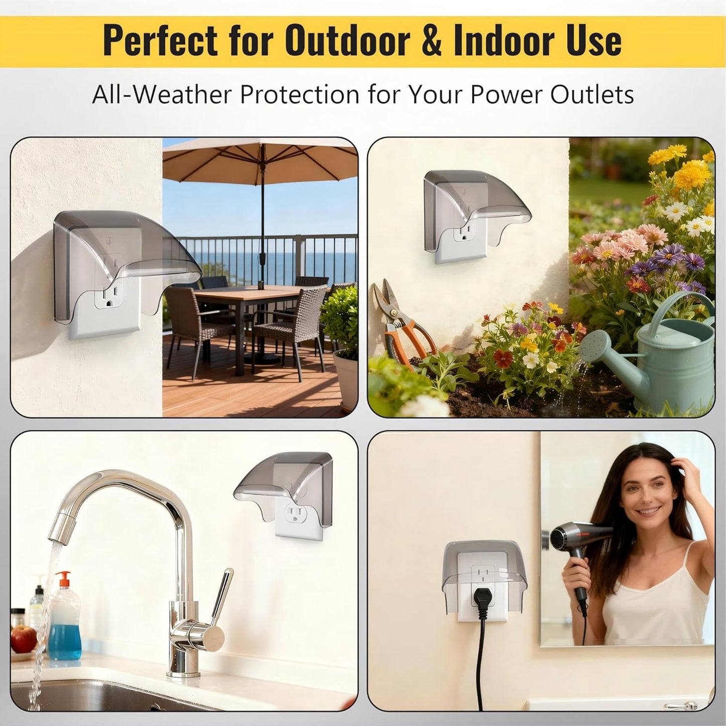 1 Pack Outdoor Waterproof Outlet Cover, Weatherproof Electrical Outlet Cover for Single Gang Duplex Receptacle (NEMA 5-15R), 2.6" x 3.2" Outside Socket Plug Protector (Gray)
