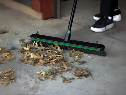 24-Inch Push Broom with 59" Metal Handle, Heavy-Duty Outdoor Broom with Stiff Flagged Bristles for Garage, Driveway & Patio
