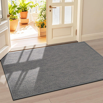 LEKEEPGO Door Mat 17"x29", Non Slip Door Mat Indoor Entrance, Rubber Backing Indoor Door mats Washable Absorbent Low-Profile Doormat Front Entryway Entry Resist Dirt Inside Door Mats, Khaki
