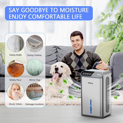 Dehumidifier for Home (98 OZ, 1000 sq ft), Small Quiet Dehumidifiers with Drain Hose, Auto Shut-Off, Sleep Mode, 3 Timer Modes, for Bedroom, Bathroom, Basement (CT6-Deep Black)