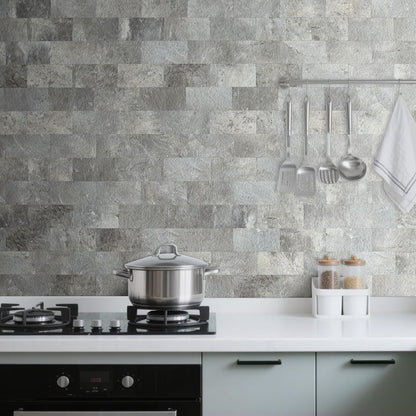 AULIGET 100 Piece Rust Slate Peel and Stick Backsplash Wall Tiles, 3" x 6" PVC Faux Stone Stick on Tiles for Backsplash Kitchen, Bathroom, Laundry Room, Camper, Fireplace